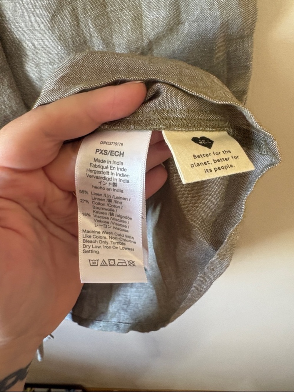 Madewell Olive Branch Linen-Blend Alexandra Button-Front Mini Dress XSP - Picture 6 of 7